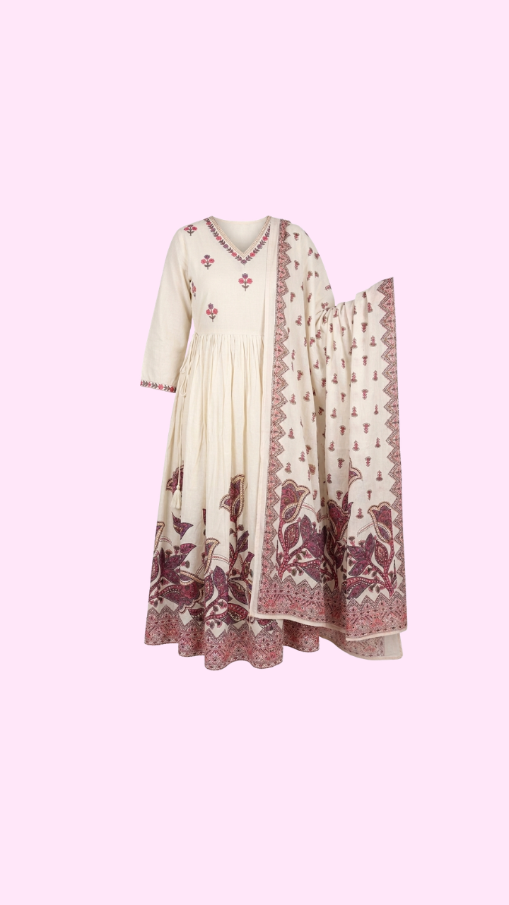 Rooh — Ivory Floral Anarkali Set