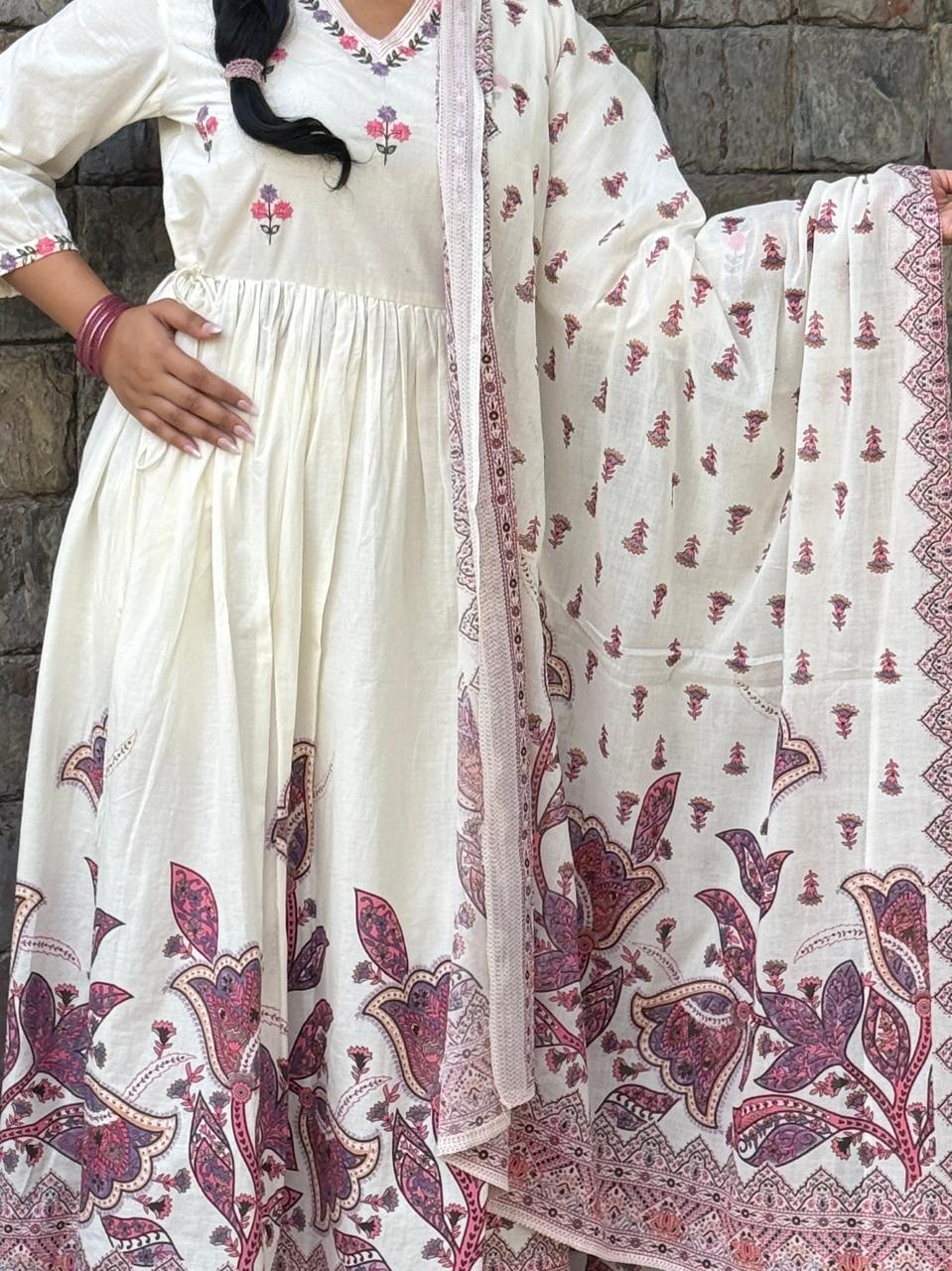 Rooh — Ivory Floral Anarkali Set