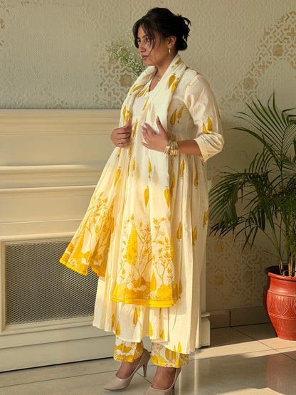 Sohniye — Yellow Motif Anarkali Set